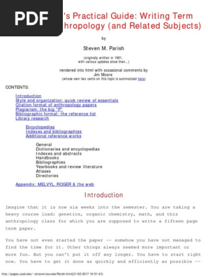 Guide To Writing Anthro Papers Citation Plagiarism