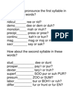 Syllable Sound Changes