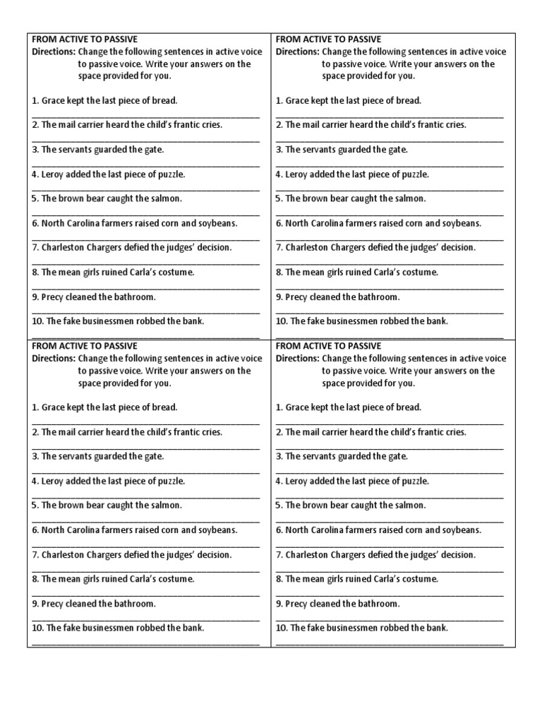 Active Passive Activity | PDF | Language Arts & Discipline | Foreign ...