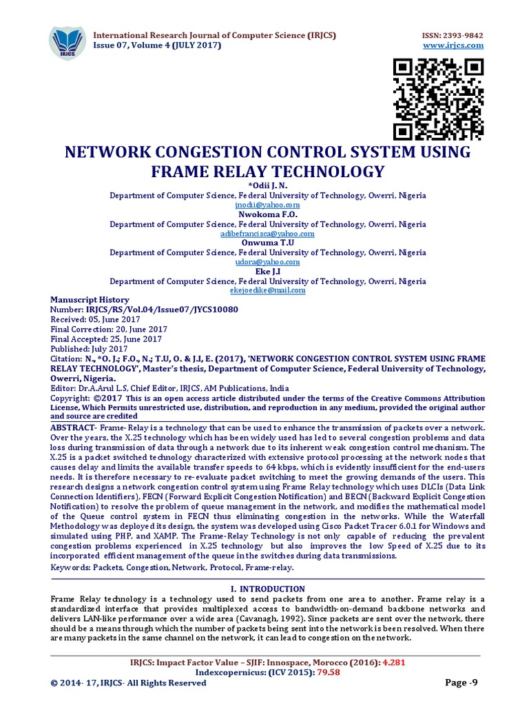 Network Congestion Control System Using Frame Relay Technology | PDF ...