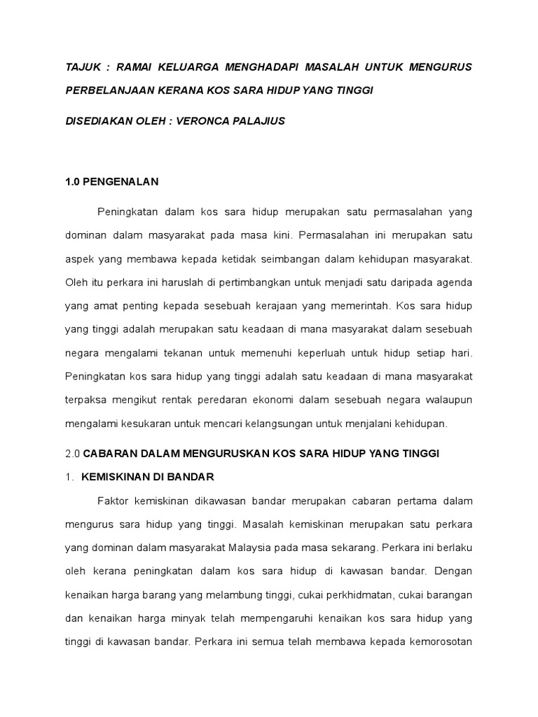 Masalah Kos Sara Hidup Yang Tinggi Docx