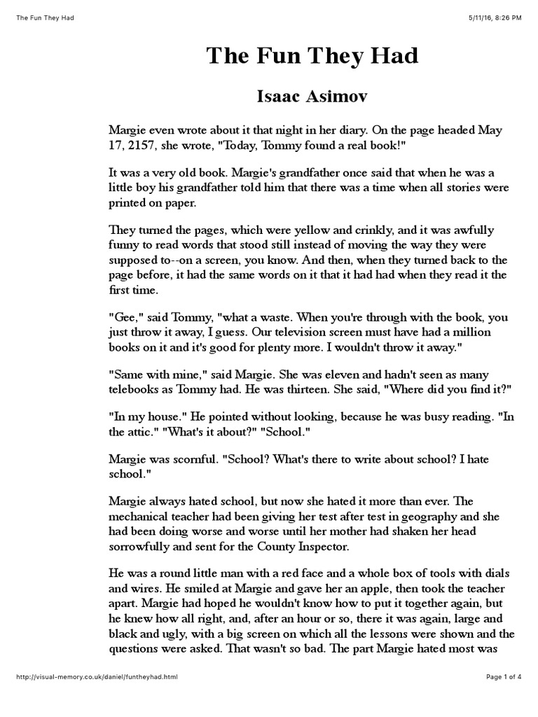 Isaac Asimov The Fun They Had PDF