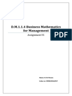 D.M.1.1.4 Business Mathematics For Management: Assignment 01