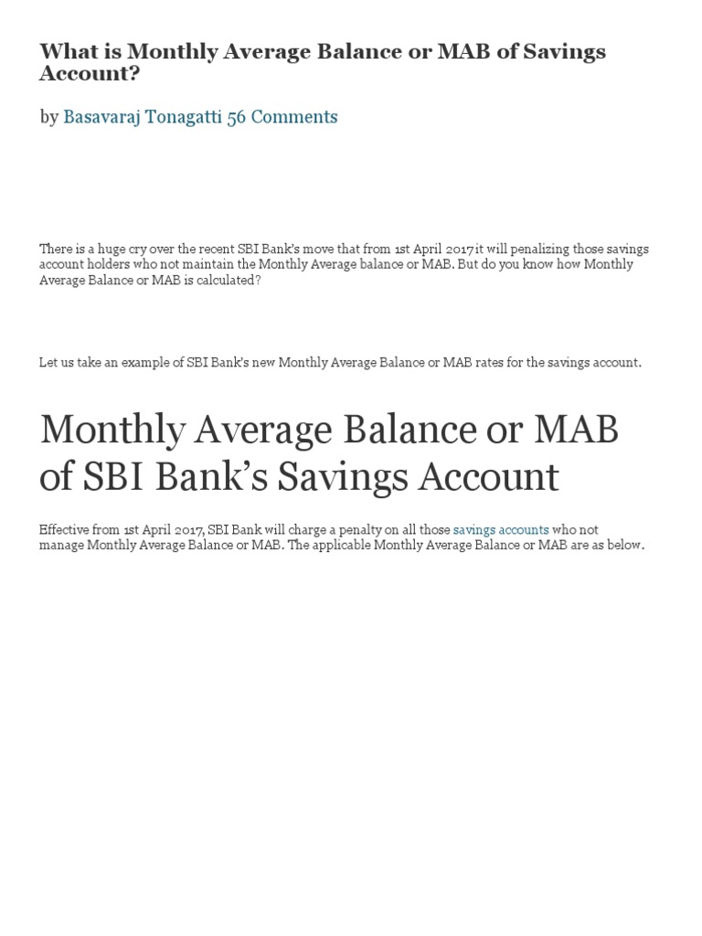average monthly balance in indian bank savings account
