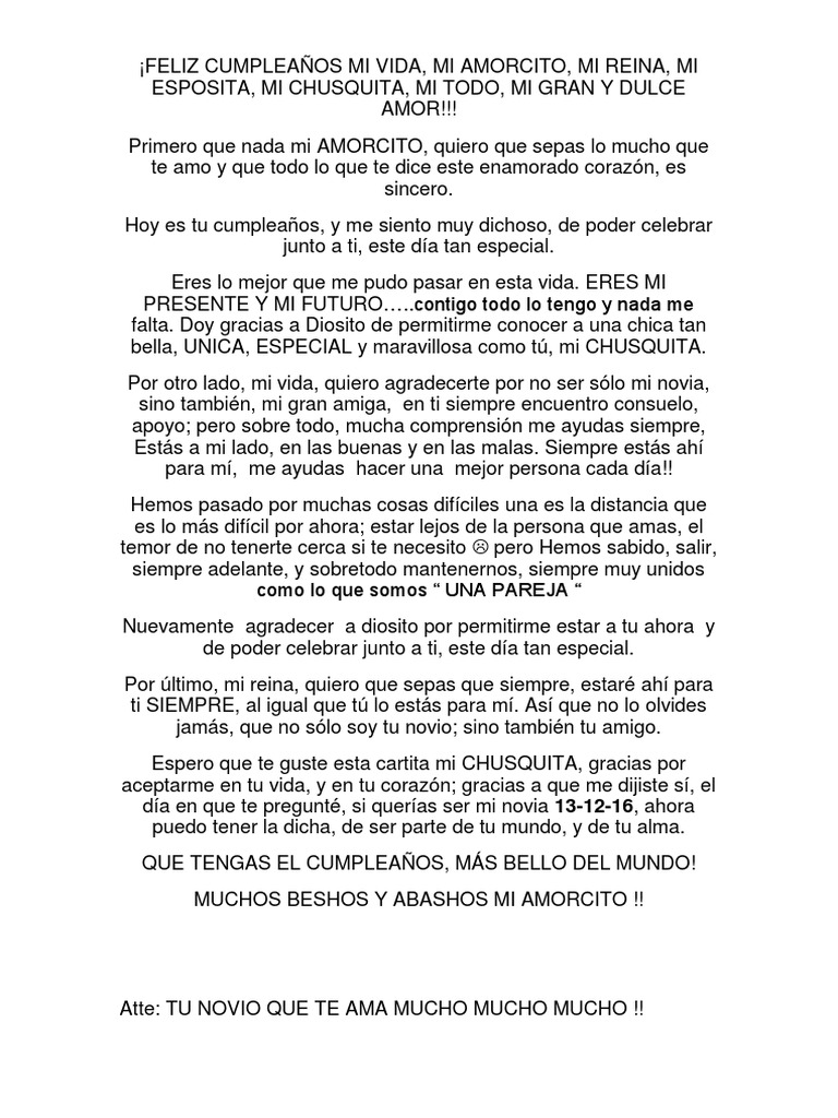 Mensaje de cumpleaños para mi amor | PDF | Cocina, comidas y vino | Estilo  de vida, image size:768x1024