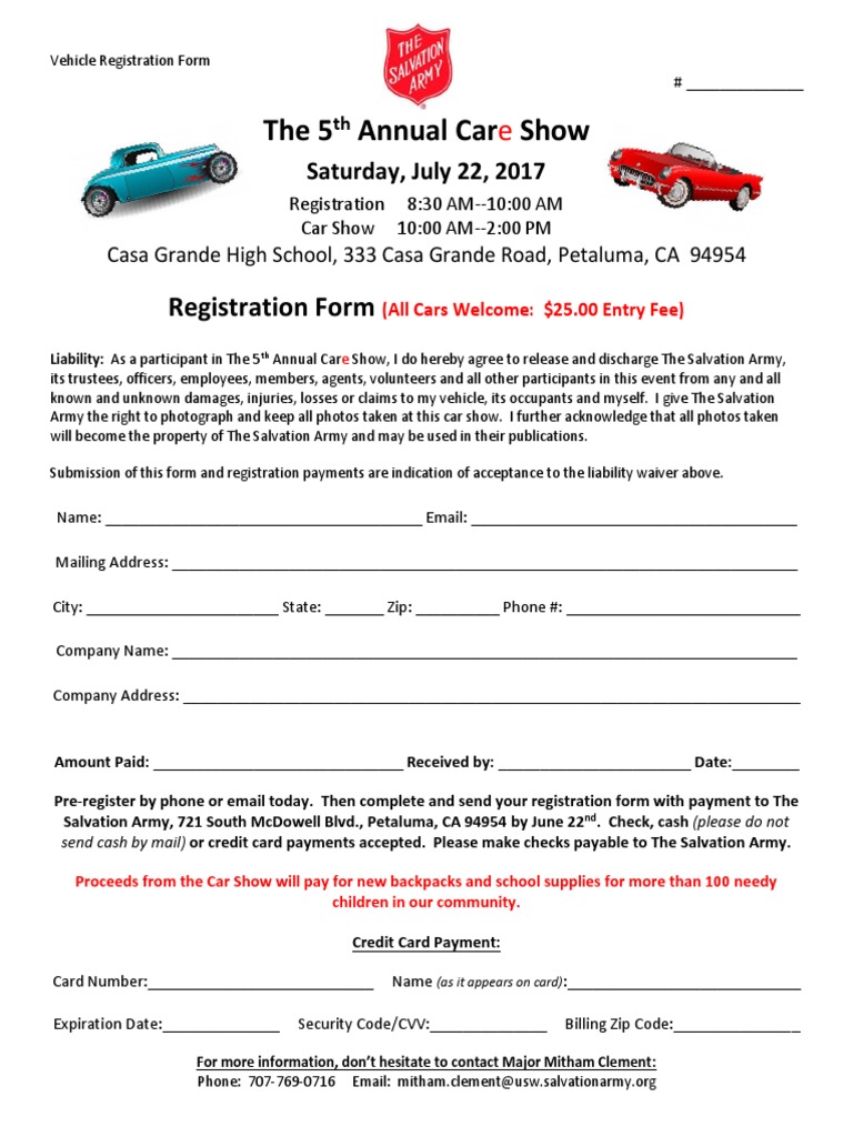 2017 car show registration form | pdf | cheque | payments