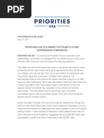 Priorities Usa Statement On Trump'S Voter Suppression Commission