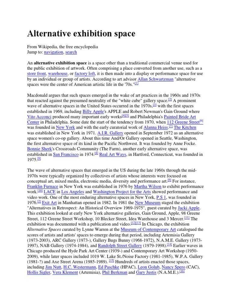 Overview of Alternative Exhibition Spaces | PDF | Museology ...