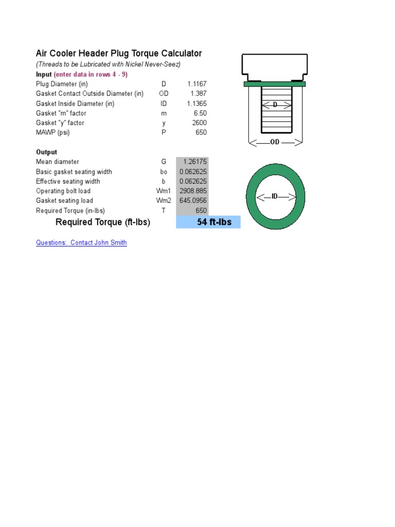 Air Cooler Header Plug Torque Calculator PDF