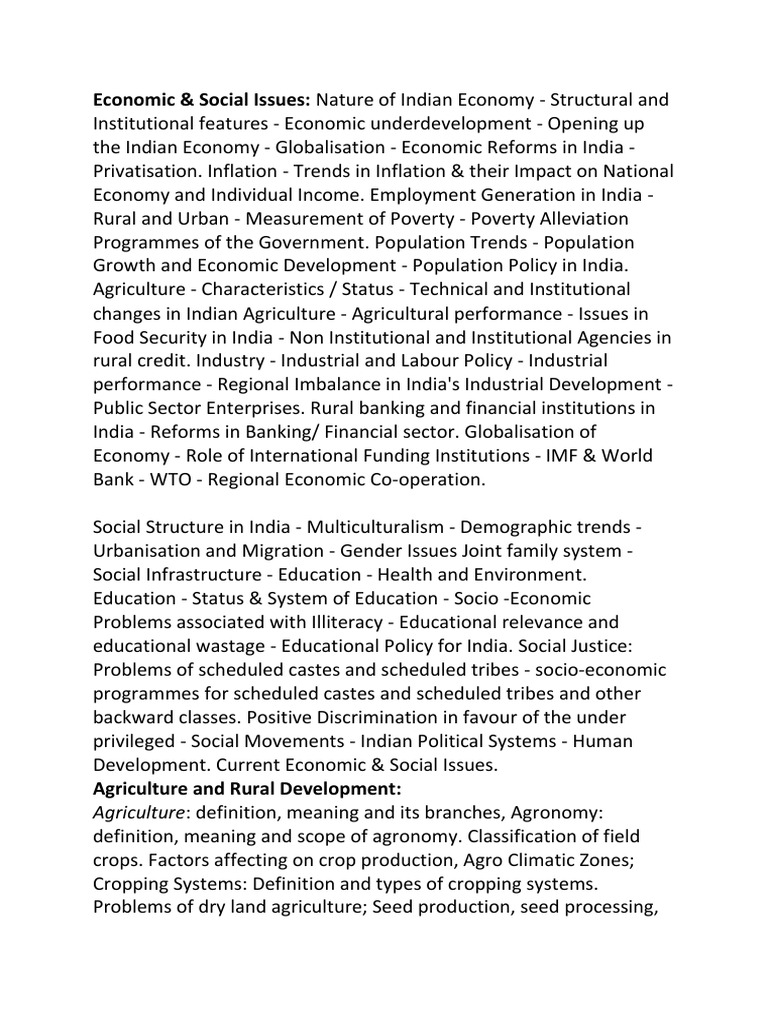 Overview of India's Economic and Social Issues | PDF | Livestock ...