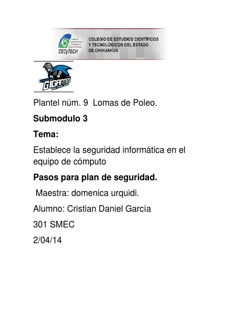 Pasos para un Plan de Seguridad Informática | PDF | La seguridad ...