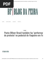 Poeta Olliver Brasil Também Faz ‘Performance de Protesto’ No Pedestal Do Vaqueiro Em Feira