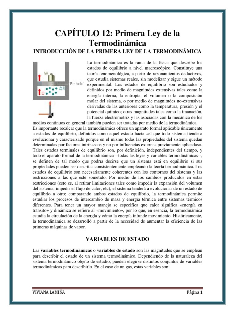 1era Ley de La Termodinamica PDF Termodinámica Calor