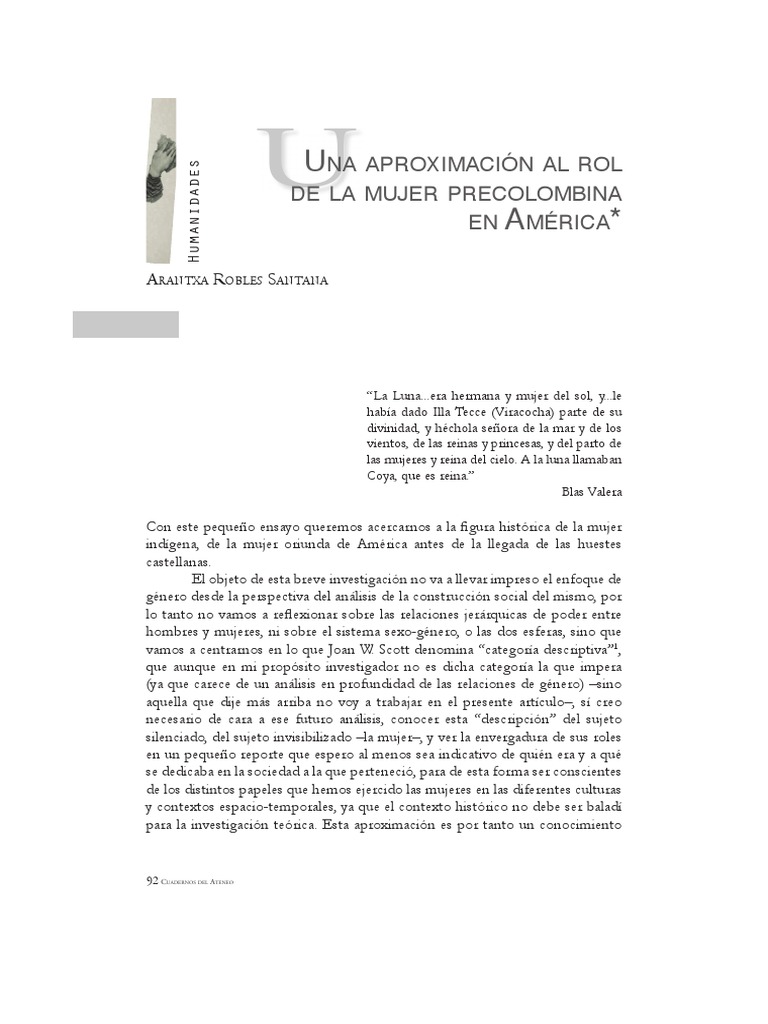 Rol de la mujer precolombina en América | PDF | Imperio Inca | Mujer