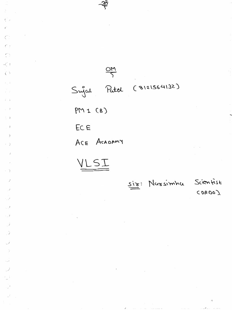 VLSI Hand Written Theory Class Notes of ACE PDF | PDF