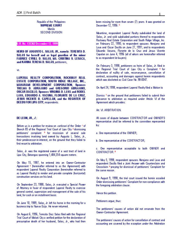 ADR Cases Certiorari Arbitration