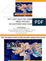 Lady Gaga PreDrinks and Dinner Specials in Gastown Vancouver, BC