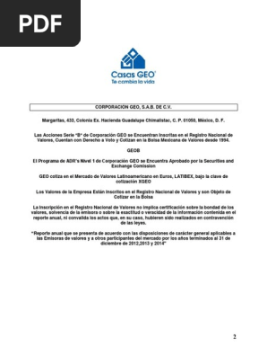 Informe Anual Casas GEO | Inflación | Interés Informe Anual Casas GEO | Inflación | Interés