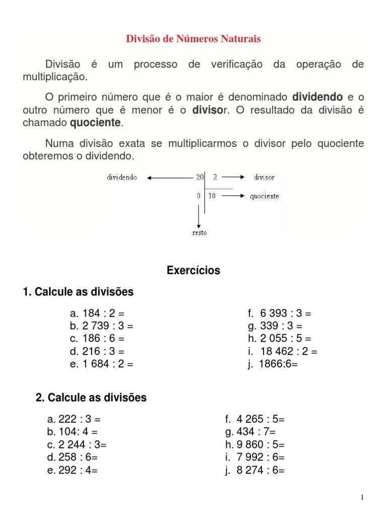 DIVISAO COM NUMEROS NATURAIS - Matemática