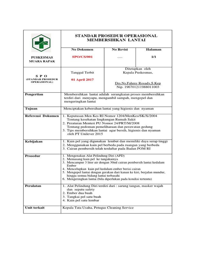 Sop Cleaning Service PDF