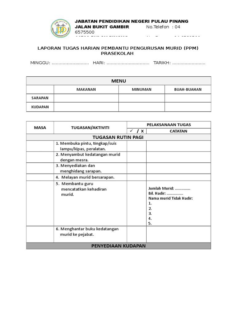 Contoh Laporan Tugasan Harian Nusagates