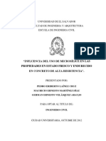 Influencia Del Uso de La Microsílice en Las Propiedades en Estado Fresco y Endurecido en Concreto de Alta Resistencia - PD