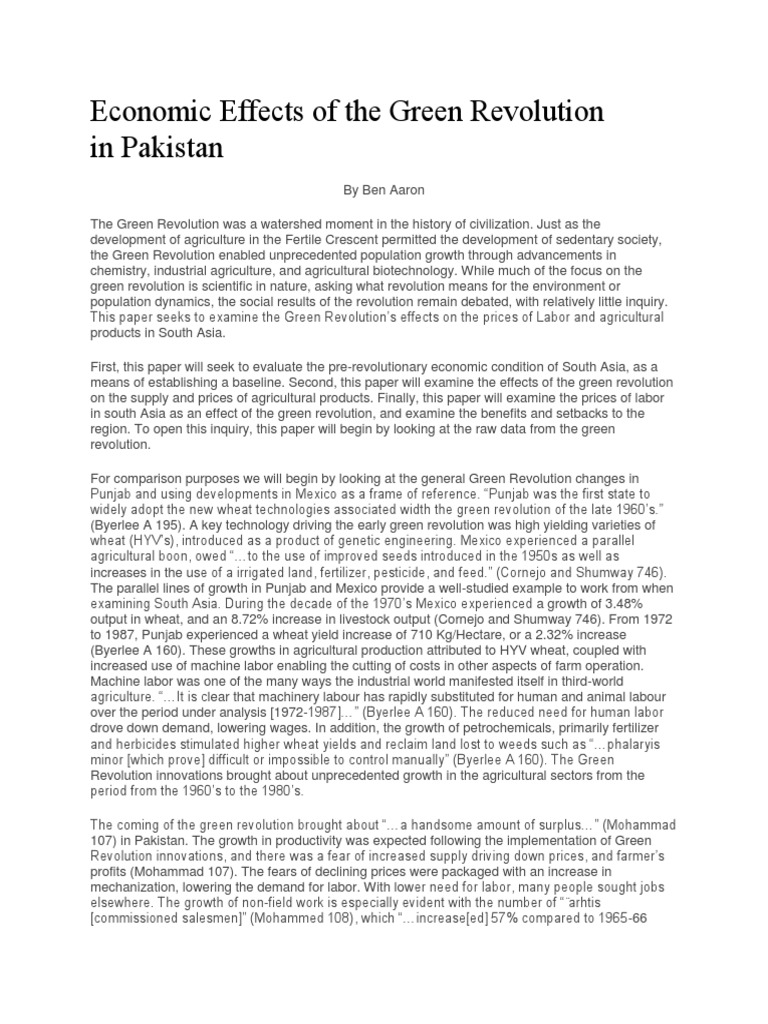 Economic Impact of Green Revolution in Pakistan | PDF | Green ...