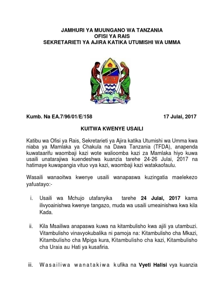 Interview Names For Tfda Vacancy | PDF