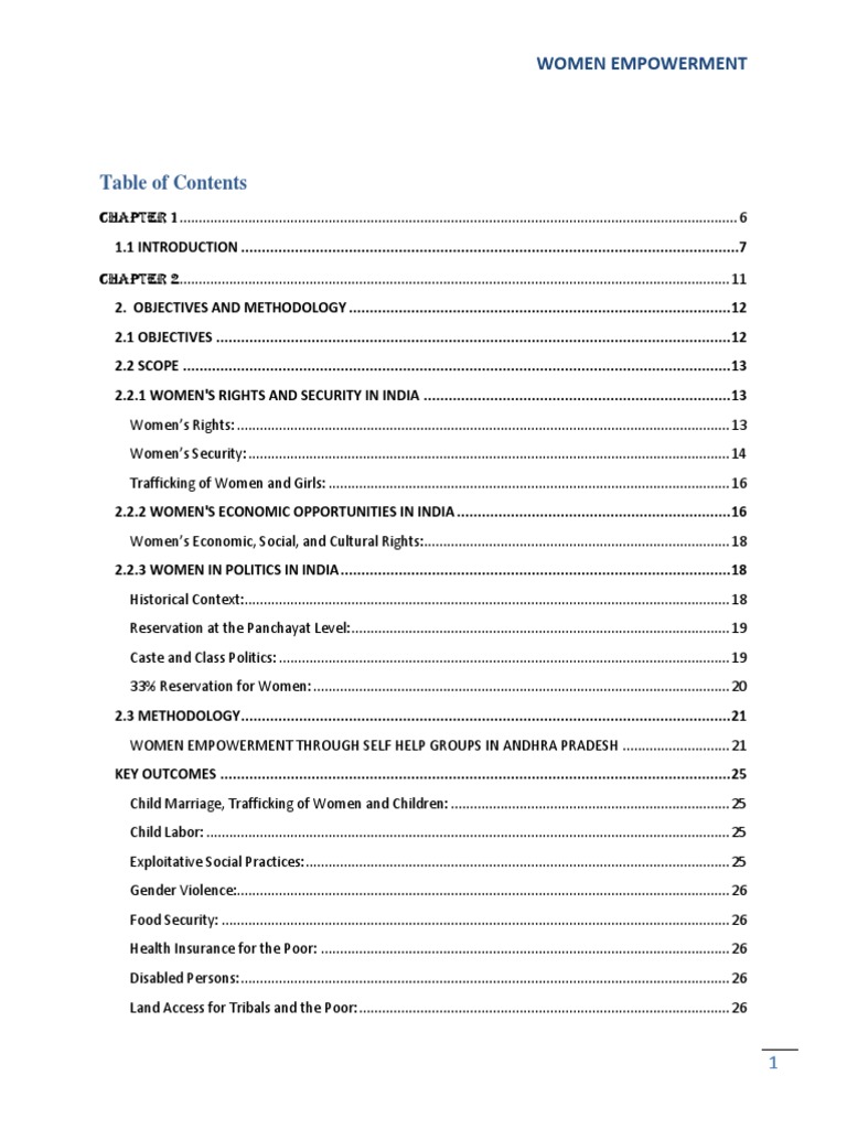 Women's Empowerment Project Report | PDF | Gender Equality | Gender Studies