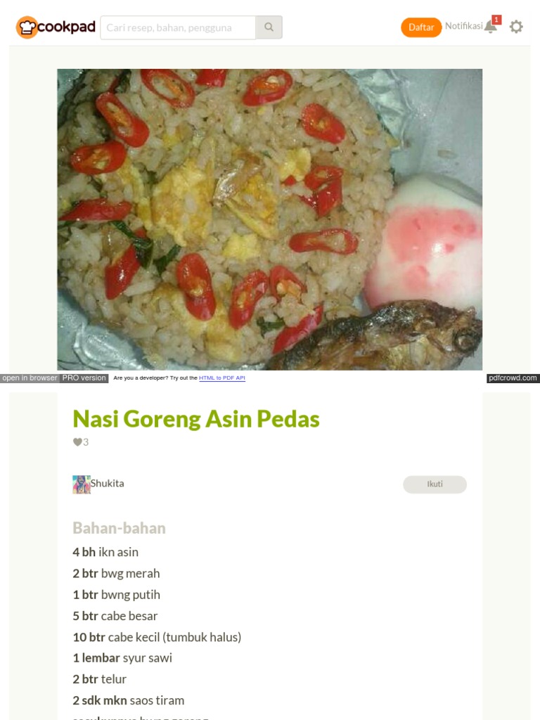 Nasi Goreng Asin Pedas Nasi Goreng Asin Pedas