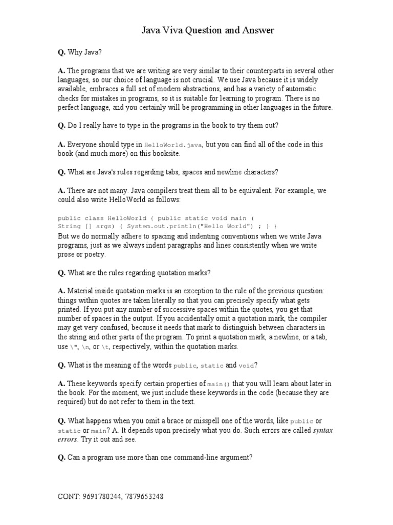 Java Viva Question and Answer | PDF | Java Virtual Machine | Object ...