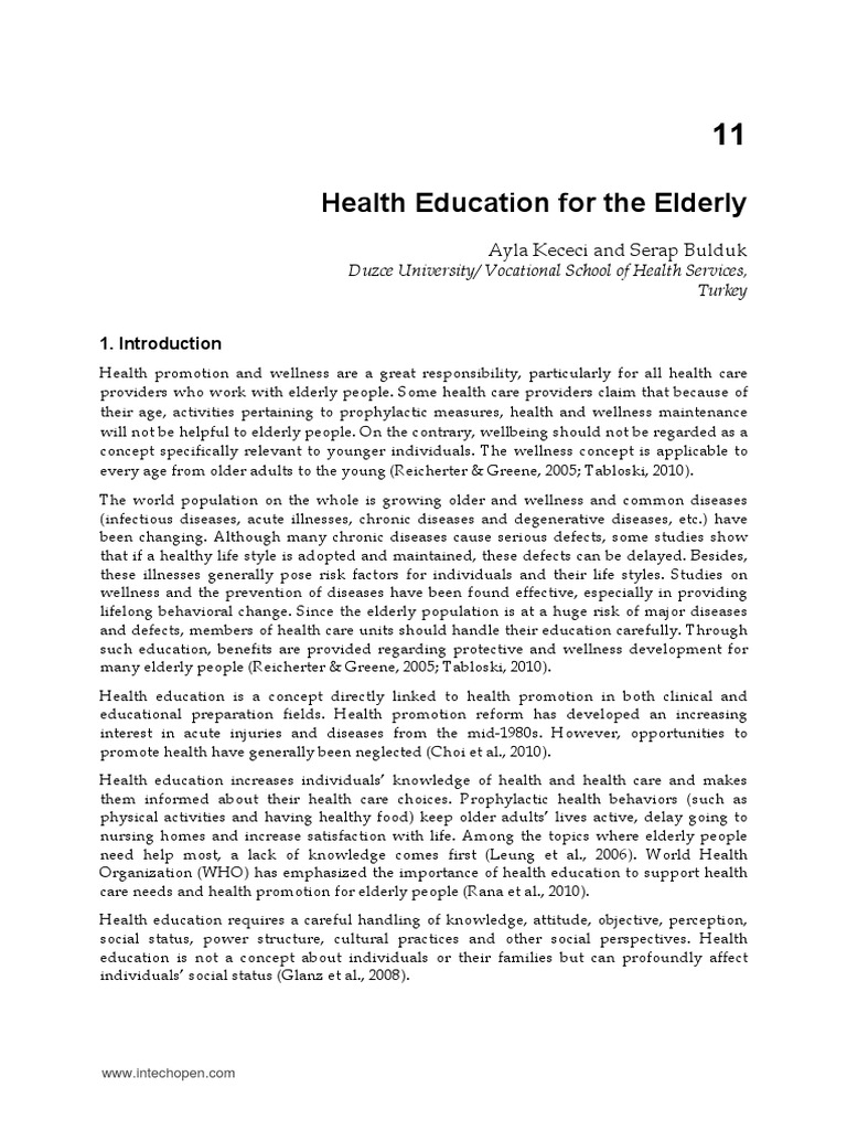 Health Education Strategies for the Elderly | PDF | Old Age | Behavior