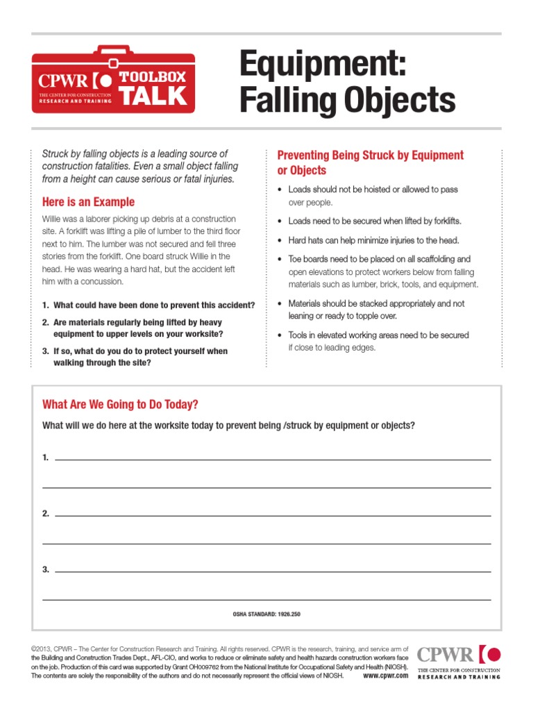 CPWR Equipment Falling Objects 0 PDF | PDF | Forklift | Working Conditions