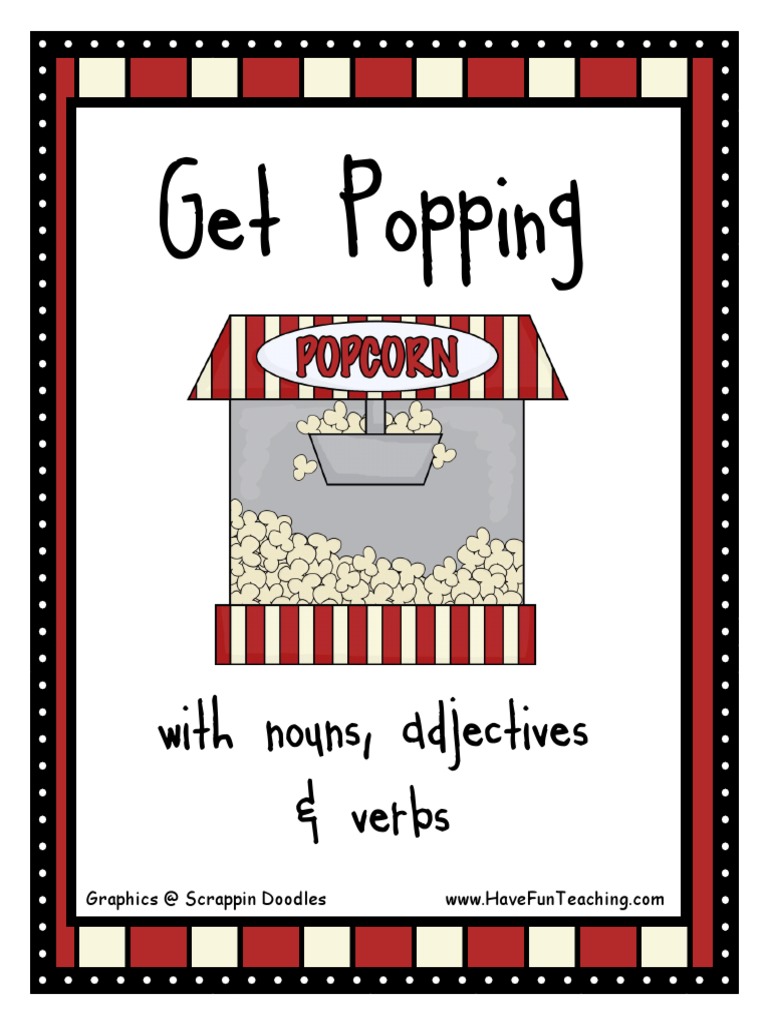 Noun Adjective Verb Popcorn Activity PDF