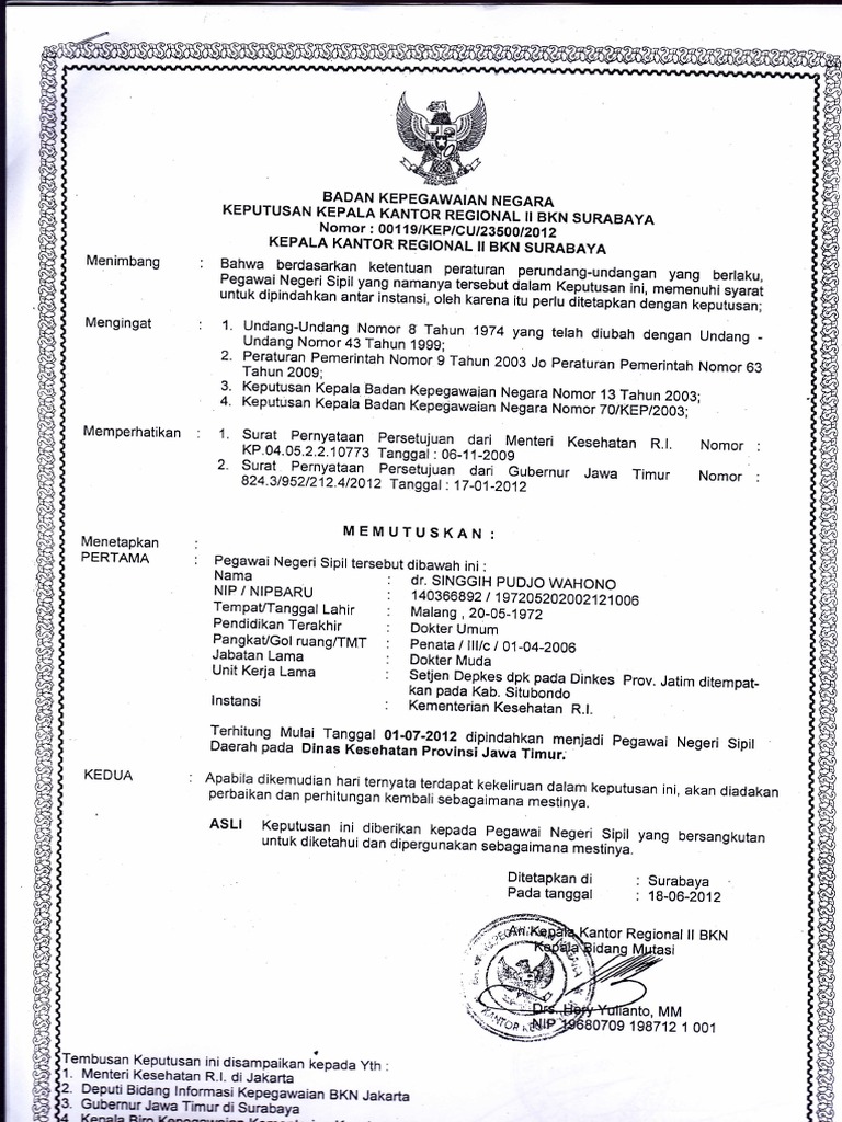 CONTOH SK Penempatan