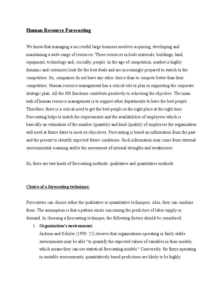 Human Resource Forecasting | PDF | Forecasting | Employment