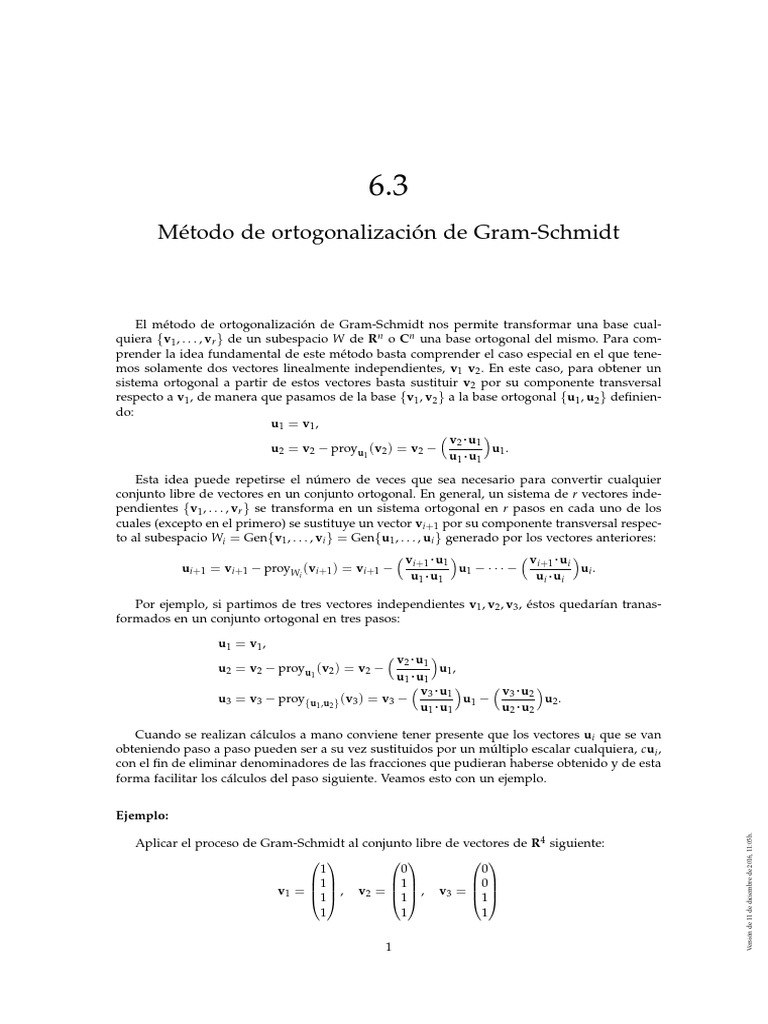 Gram Smith | PDF | Ortogonalidad | Álgebra abstracta