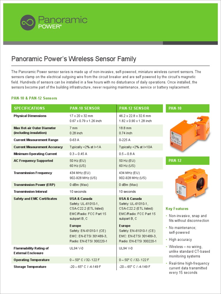 Panoramic Power Sensor Specifications | PDF | Mains Electricity | Hertz