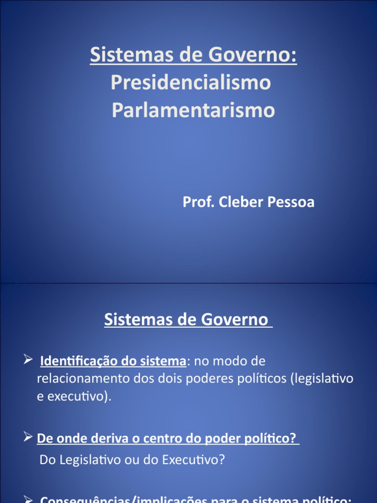 Sistemas de Governo.ppt Sistema Parlamentar Política