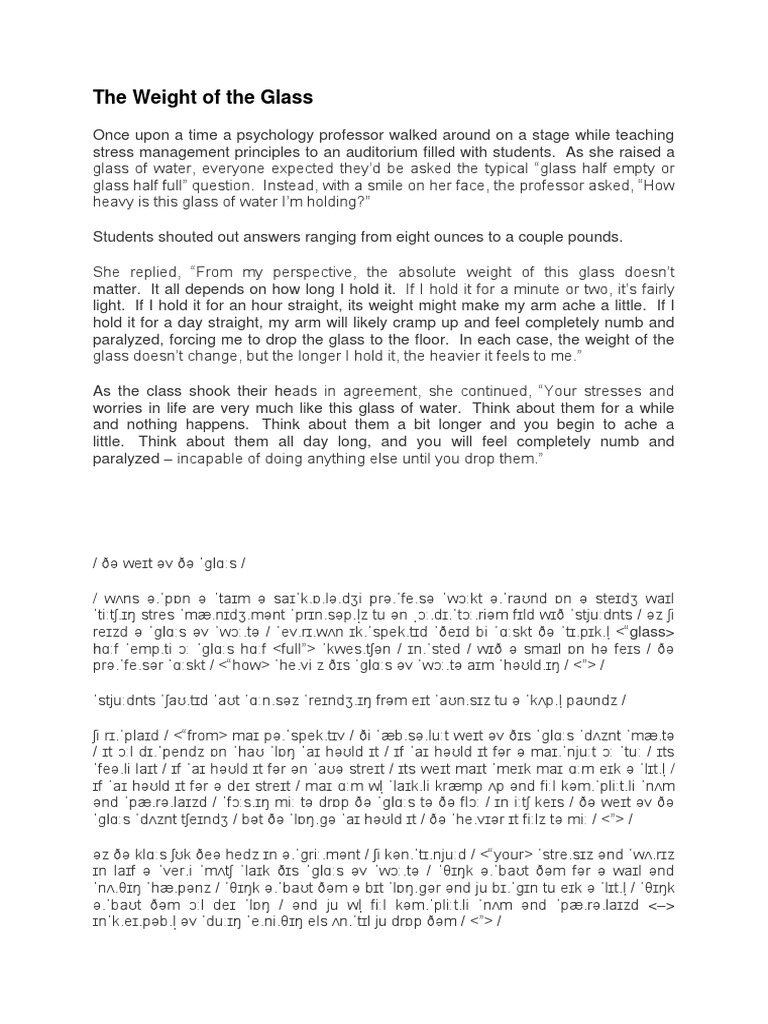 The Weight of The Glass PDF Psychology