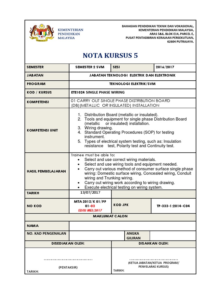 Template Nota Kursus