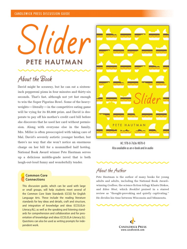 Slider by Pete Hautman Discussion Guide PDF
