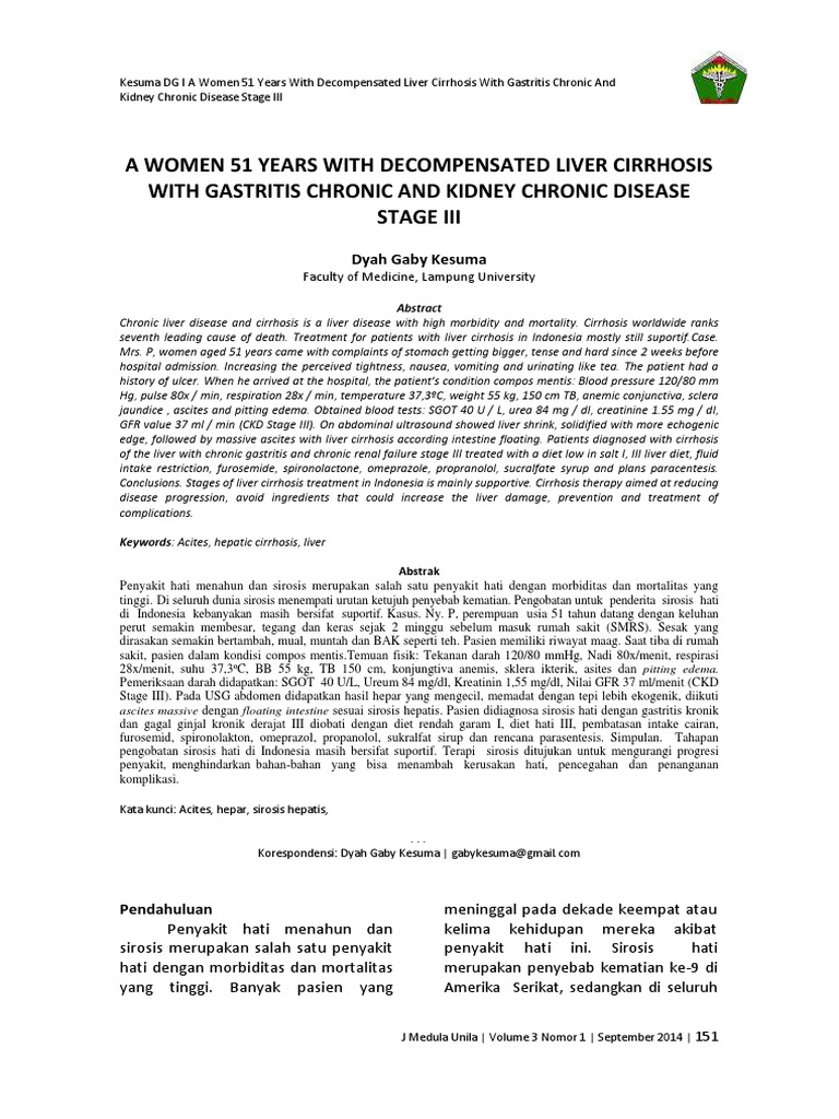 Decompensated Liver Cirrhosis Case Study | PDF | Wellness | Science ...