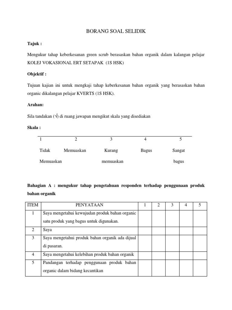 Borang Soal Selidik Pdf