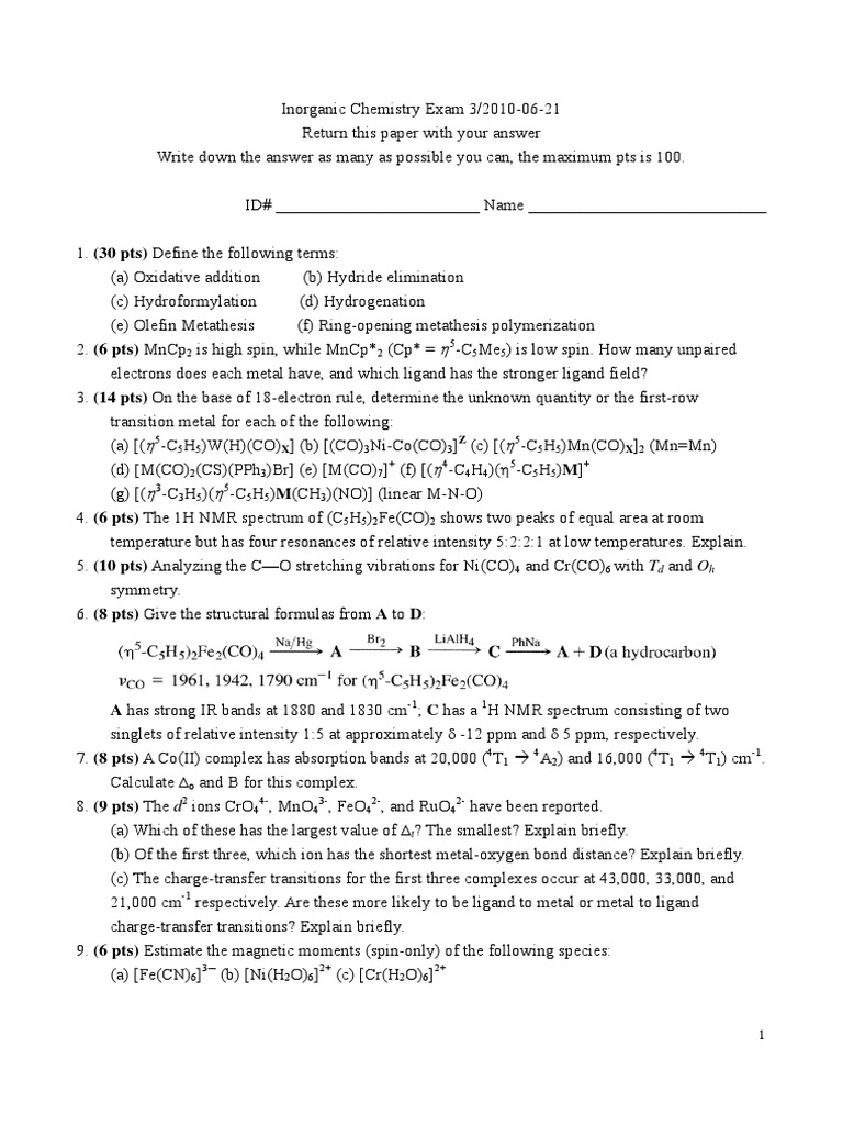 ACS INORGANIC CHEMISTRY EXAM PRACTICE QUESTIONS PDF intelligence overview