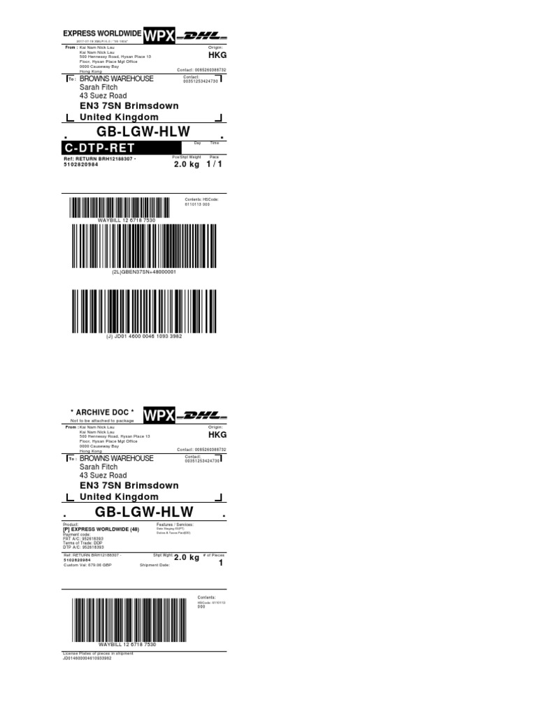 WPX Express Worldwide Shipment Details | PDF