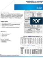 Global Battery Co. Ltd, South Korea specifications sheet