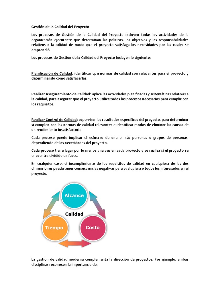 Gestión de Calidad en Proyectos Efectiva | PDF | Gestión de la calidad ...