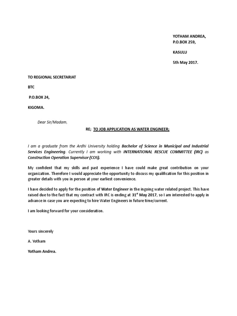 BTC Application Letter YOTHAM Andrea | PDF
