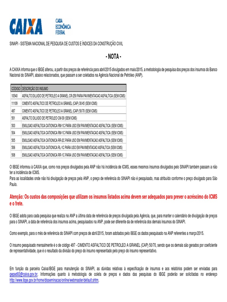 SINAPI Custo Ref Composicoes BA 072015 NaoDesonerado Retificado